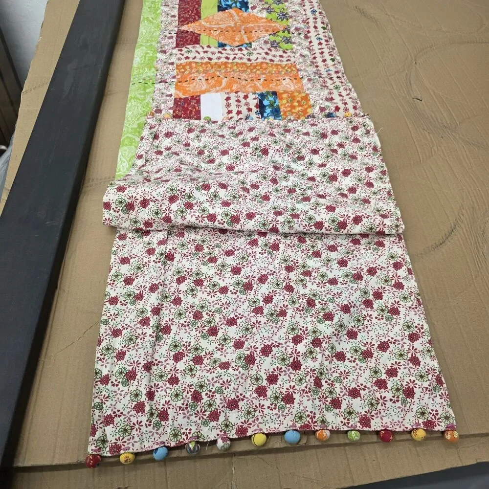 Handmade Quilted Table Runner Multicolor 84x16in Approximate